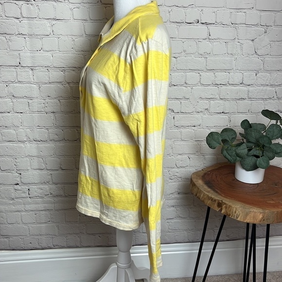 J. Crew Fitted Button-Front Stripe Rugby Top in Lemon Zest Natural - Picture 7 of 12
